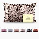 Mulberry Silk Pillowcase for Hair and Skin Queen Size Leopard Print Silk Pillow Cases with Zipper Soft Breathable Smooth Cooling Silk Pillow Covers for Sleeping (Taupe Leopard, 20"X 30",1Pcs)