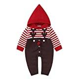 Christmas Tree Outfit Boys Jacket Newborn Infant Boy Girl Christmas Deer Knitted Sweater Baby Hooded Striped Jumpsuit Romper Cotton 1 Piece Outfits Clothes Hoodies for Boys 10-12 Baby Onesies chr