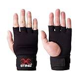 STING Elasticised Quick Boxing Hand Wrap Gloves, Boxing Equipment for MMA Competition and Training, Black, M
