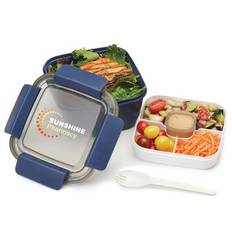 Blue Locking Food Container with Compartments - Personalization Available
