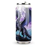 Dragon on Mountain Hippie Moon Funny Stainless Steel Tumblers Custom Wine Tumbler Cup Travel Mug with Lid 12 Oz