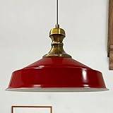 bamyum Asletl-Knob Hanging Lamp Industrial Pendant Light, 41 cm Lamp Shades, Modern Metal Kitchen Island Lights, E27 Pendant Lamp for Living Room and Dining Room, Red Pendant Light