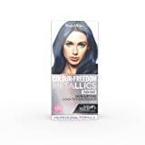 Colour Freedom Metallic Permanent Black Conditioning Hair Dye. Infused with Shea Butter and Argan Oil for Ultra Glossy Conditioned Hair. 100% grey coverage. By Knight & Wilson,package may vary