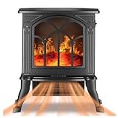 Freestanding Electric Fires Uk ， Automatic Power Off When Overheating Electric Wood Burner Tempered Glass Two Levels Adjustable Electric Fireplace Freestanding for Living Room Office Terrace
