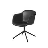 Muuto Fiber armchair office chair swivel base with return Black leather-black base