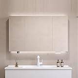 GLFNB Large Vanity Mirror Cabinet for Bathroom with Lighted 3-Color Dimmable, 140/150cm Anti-Fog Bathroom Mirror with Touch Sensor, Intelligent Sensing Wooden Framed Jewelry Cabinet Mirror (Color