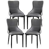 WZZQZR Kitchen Dining Chairs Set Of 4 Leather Kitchen Bedroom Room Balcony Sofa Chair Carbon Steel Legs Dressing Table Makeup Chair (Color : Dark Gray)