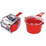 Easycook NS613R Easy Cook Polly Carbonate Non-Staining Microwave Sauce Pan and Lid, Red & Microwave Saucepan with Lid 0.9lt RED