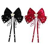 Abaodam 2pcs Butterfly Pearl Hair Clip Satin Bow Hairpin Barrette Ribbon Bow Hair Bow Hair Barrettes Girl Hair Bows Hair Bows for Women Diffuser Miss Autumn and Winter Fabric Bow Tie