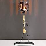 Brass Taper Candle Holder,Girl Shape Hemp Rope Candle Holder Wrought Iron Artistic Candelabrum for Bar Decoration Dining Room Table(B)