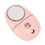 Face Steamer, Portable Handle Mini Mister Cute 35ml Silent USB Rechargeable 200mAh Mist Sprayer with Mirror for Face Hydrating(Pink)