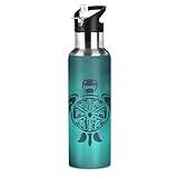 Cute Tradition Sea Turtle Water Bottle Insulated Thermos Sport Vacuum Cup Stainless Steel Jug for 600ML Coffee Tea