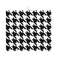 Dish Drying Mat Houndstooth Black Printed Draining Board Mat Durable Dish Drainer Mat Large Dry Dishes Mats, for Beer Glass, Dish Kitchenware, 46x61cm