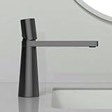 Basin Faucet Brass Bathroom Faucet Mixer Tap Black/Grey Wash Basin Faucet Single Handle and Cold Lavotory Faucet,Grey Short