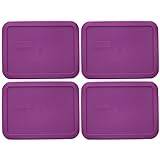 Pyrex 7210-PC 3-cup Thistle Purple Food Storage Replacement Lids - 4 Pack