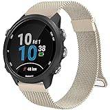 Mugust Compatible with Garmin Forerunner 245 Strap/Garmin Forerunner 245 Music Strap/Garmin Forerunner 645 Strap,Magnetic Clasp Stainless Steel mesh Replacement for Forerunner 245/645 (Champagne)