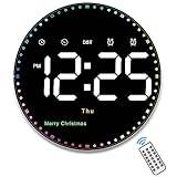 INTCHE Digital Large Wall Clock with Remote, 10Inch Colorful Dynamic LED Clock Large Display with Time Date Temp Week