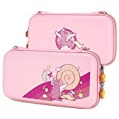 eXtremeRate PlayVital Pink Cute Carrying Case for Nintendo Switch Lite, Thumb Grip + Candy Rainbow Unicorn Slim Travel Case for Switch Lite, Portable Hardshell Girl Storage Case for Switch Lite