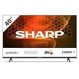 Sharp 2T-C40FH6KL2AB 40-Inch 2022 FHD Android Smart Frameless LED TV with Freeview Play, 1080p, Dolby Digital, Google Assistant, HD Tuner, Chromecast built-in, 3x HDMI, 2 x USB & Bluetooth – Black