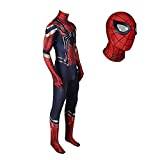 KIDsportxie Child Iron Spider Fancy Dress Suit The Avengers 3D Printed Costume Boys' Halloween Carnival Bodysuit Movie Pretend Jumpsuit Lycra Elastic Hoodie,Red-Kid (155～160cm)