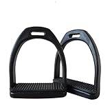MADALO POM English Horse Stirrups with Replaceable Rubber Pad (Black, L)