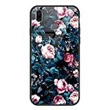 Yoedge for Huawei P Smart 2019 Case, Ultra Slim [Anti-Scratch] Tempered Glass Back Cover Shockproof Silicone with Pretty Pattern Design Protective Skin Phone Cases for Huawei P Smart 2019, Flowers