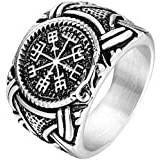 Ring Viking Vegvisir Runic Compass Ring With With Celtic Knot Symbol, Men Antique 316L Stainless Steel Norse Amulet Scandinavian Viking Jewelry (Color : 11)