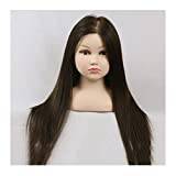 Hairdressing Head Child Female Long Hair Mannequin Head, Hairdresser Training Head With Shoulders, Can Practice Hair Cutting And Braiding (Color : Brown, Size : 14in/35cm)