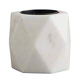 47th & Main Candle Holder, Marble, White, 2.5" Tall