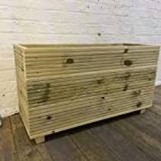 Cutncraft Designs Large Solid Wooden Patio Planter Herb Trough 47cm Tall
