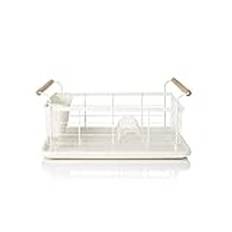 SWAN Nordic Dish Rack With Separate Cutlery Holder, Removable Drip Tray, Scandinavian Design, Cotton White, SWKA5062WHTN