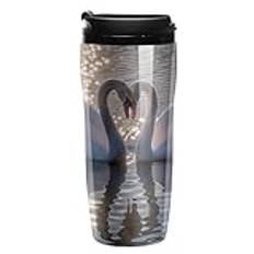Beautiful Animal Swan Coffee Mug with Lid Double Wall Water Bottle Travel Tumbler Tea Cup for Hot/Ice Drinks 350ml