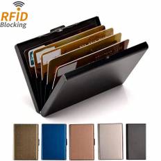SHEIN Ultra Thin  Card Slot   RFID Brush Credit Card Holder Stainless Steel Credit Card Wallet Business Card Holder For Women Men