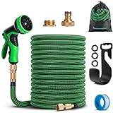 HOMEPROTEK Expandable Garden Hose 100ft / 30m - Retractable Garden Hose Pipe Spray Gun Including 9 Modes, 3-Layer Latex No-Kink Flexible Water Hose 1/2" and 3/4" Brass Fittings, Hosepipes for Garden