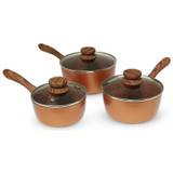 JML Copper Stone Pan 3 Piece Pan Set with Lids  - Brown