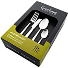 Grunwerg Westminster 24 Piece Cutlery Set, 18/10 Stainless Steel, 6 x Table Forks, Table Knives, Teaspoons, Dessert Spoons