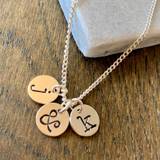 Hand Stamped Personalised Silver Initial Disc Necklace - 5 discs