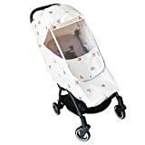Kangmeile Universal Rain Cover for Pushchair Stroller,Upgraded Rainproof Dustproof Pushchair Covers with Zip Food Grade EVA Durable Transparent Baby Travel Wind Snow Covers Fit Most Strollers(Beige)