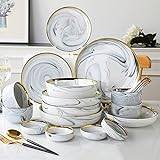 Ceramic Dinnerware Set 26 Piece Dinner Plate Sets Service for 6 Phnom Penh Tableware Plates Ceramic Dish Set Ideal As A Gift for Your Family