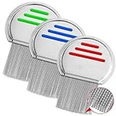 3PCS Lice Combs, Fast Removal of Nits Lice Dandruff, Head Lice Treatment Reusable Lice Comb, For Boy Girl Pets Head Lice Treatment(Red Blue Green)
