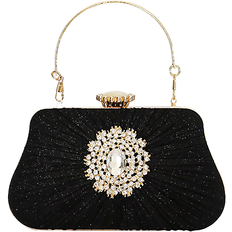 Milky way glitter clutch purses for women pleated diamond evening handbag for