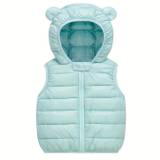 Baby Boys Girls Hooded Puffer Vest Winter Lightweight Sleeveless Cute Bear Ears Zipper Up Jacket