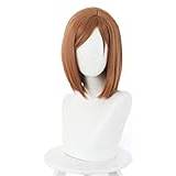 2021 Anime Jujutsu Kaisen Kugisaki Nobara Brown Mid Long Hair for Women Men Halloween Party Cosplay Wig Accessories