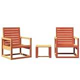 vidaXL 3-Piece Garden Lounge Set - Outdoor Solid Pine Wood Patio Chairs with Table, Slatted, Water-Resistant, Scandinavian Style - Wax Brown