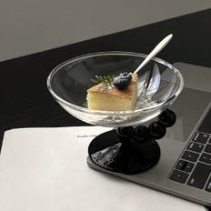 SHEIN pc Black Swan Glass Ice Cream Bowl Fruit Salad Bowl With Unique Design For Home Restaurant Party