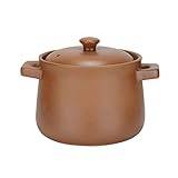 cast iron saucepan,ovenproof dish,Deep Casserole Clay Pot Casserole with Handle, Retro Pan Cookware Family Essentials-3.2L-Clay (Color : Clay, Size : 5L) (Color : Paren (Color : Parent, Size : Clay