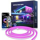 Mexllex Neon LED Strip Lights 5M, RGB LED neon Light Strip with Remote & APP Control, Flexible Neon LED Strip Lights for Bedroom, Room, Living Room Christmas Decor