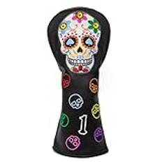 Montela Golf Club Head Covers,Colorful Skeleton Golf Driver Covers Fairway Wood Head Cover Hybrid Headcover Leather 3 Wood Headcovers Golf Head Covers for Scotty Cameron Taylormade Titleist Odyssey