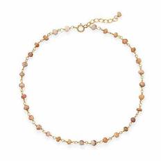 9.5"+1" pretty in pink simulated opal gold-plated anklet 925 sterling silver