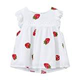 Infant Baby Girls Floral Strawberry Embroidery Sleeveless Lace Dresses Fashion Fly Sleeve Swing Tops Dress Denim Dress Mommy Daughter (White, 18-24 Months)